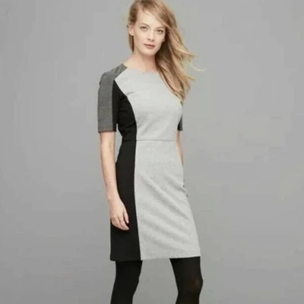Colorblock Sheath Dress - Gray & Black